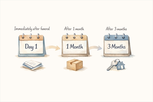 片付けを進める流れ｜葬儀後から完了まで