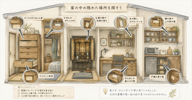 見落としやすい品と場所別の探し方